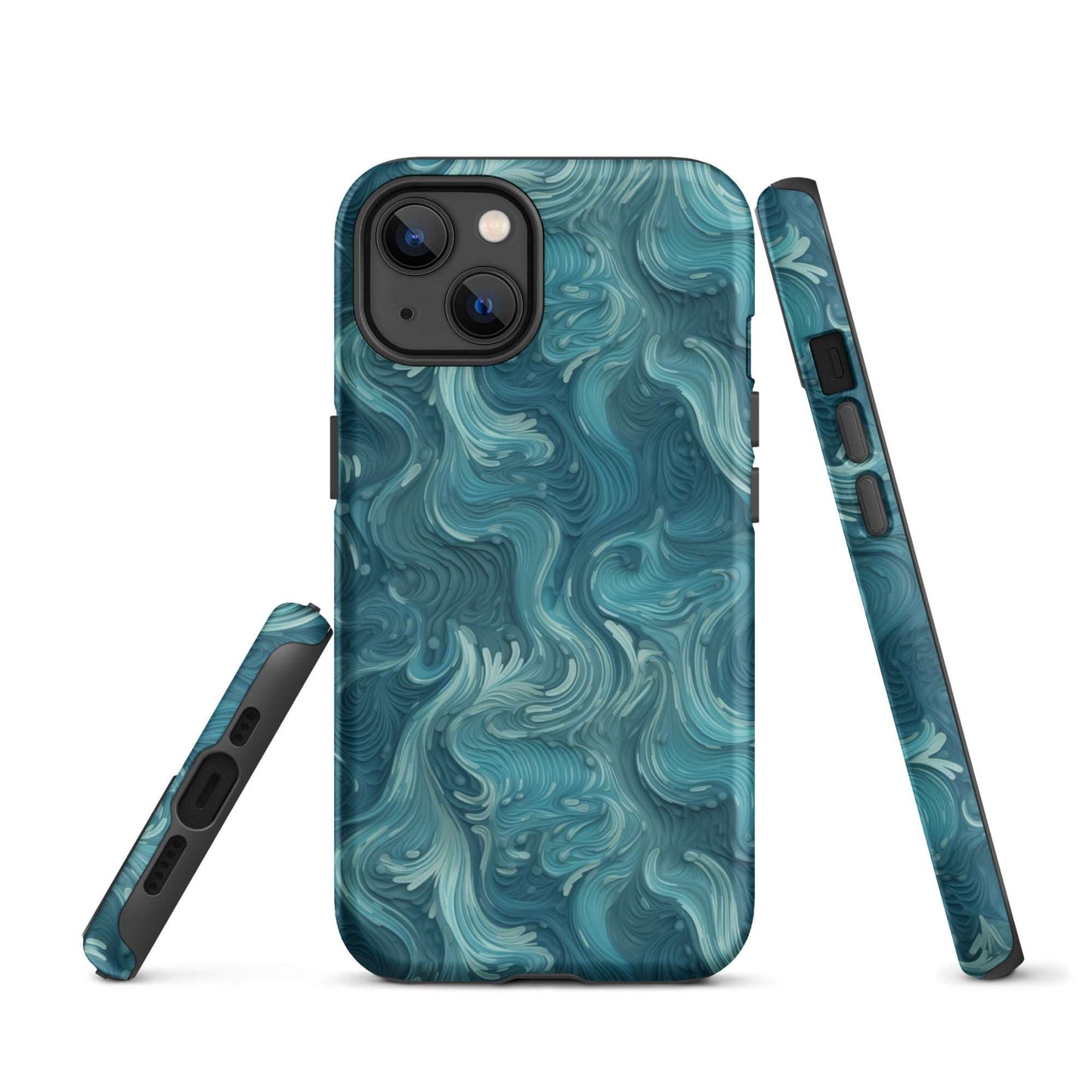 Azure Depths - Layered Blue Topographic - iPhone Case - Pattern Symphony