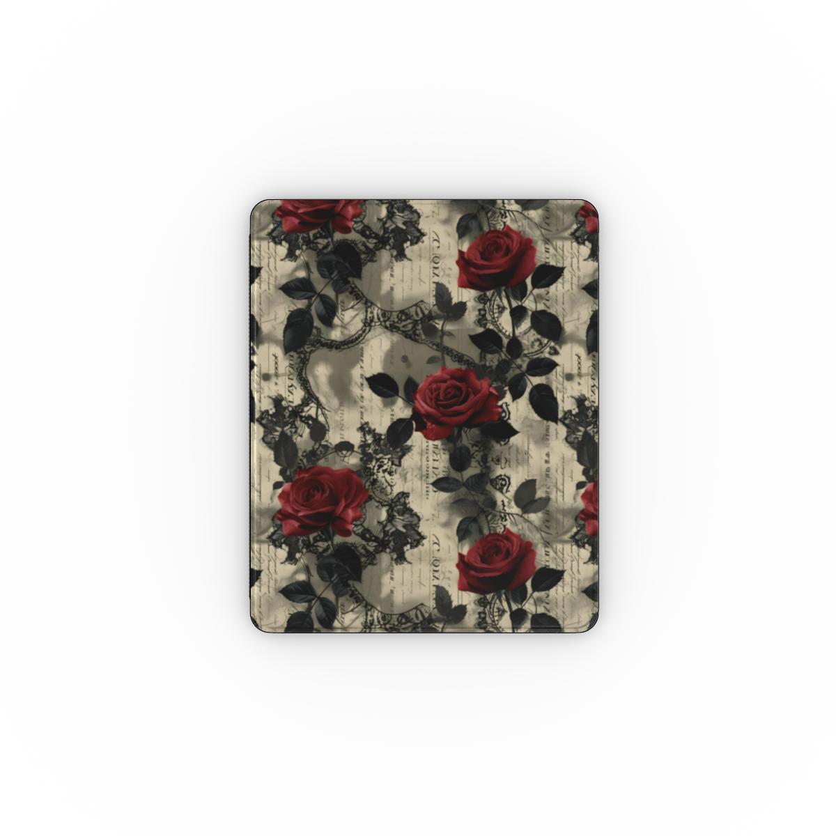 Poetic Blooms: Crimson Lore - Vintage Elegance iPad Case