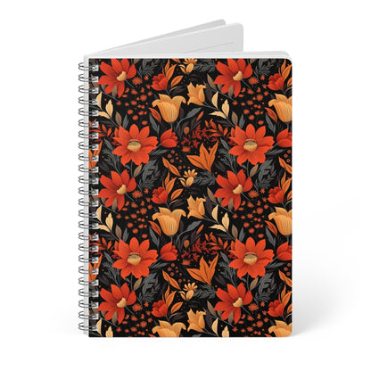 Autumn Blossom Noir: A Dark Floral Canvas - Notebook (A5) - Pattern Symphony