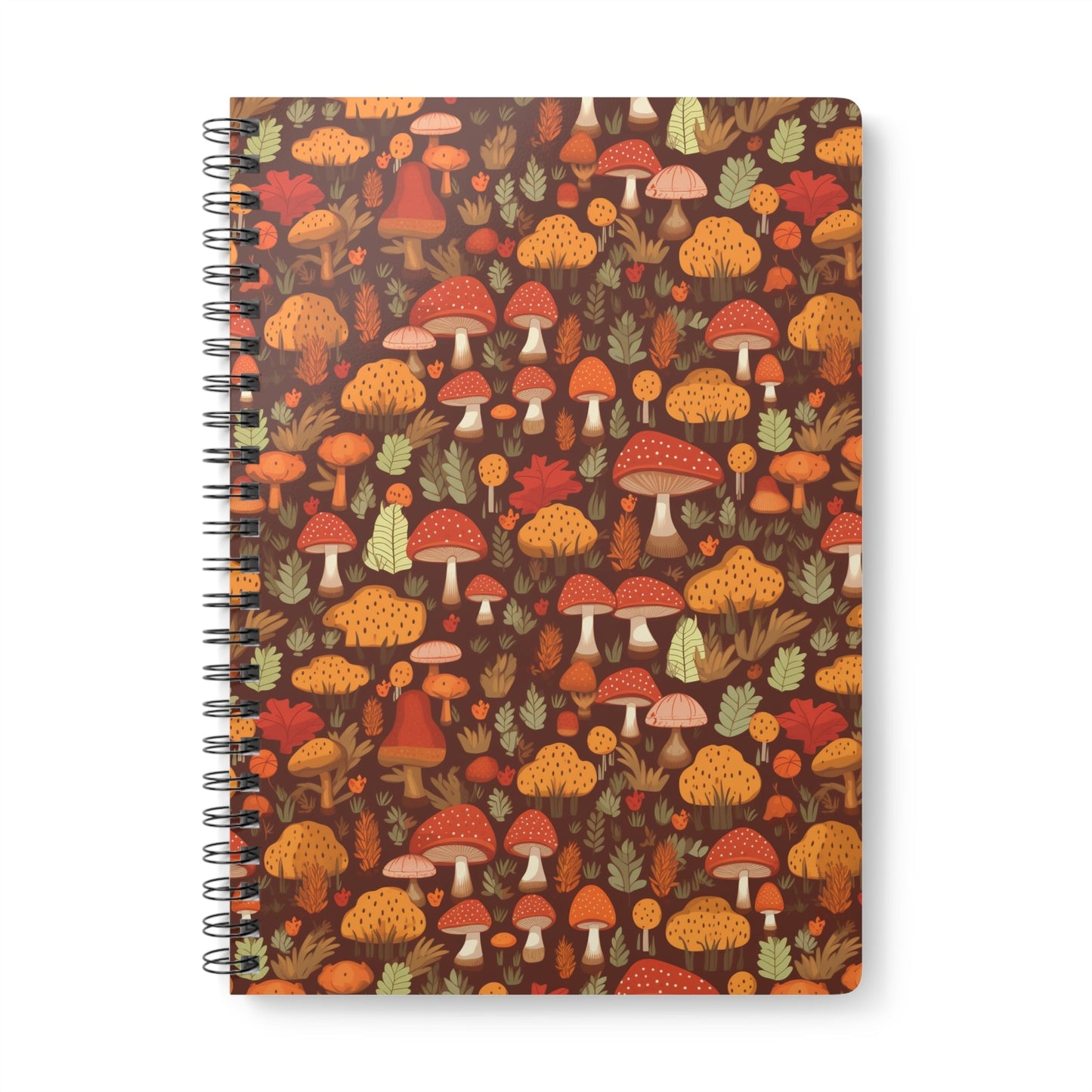 Autumn Spore Wonderland: Enchanting Mushroom and Leaf Designs - Notebook (A5) - Pattern Symphony