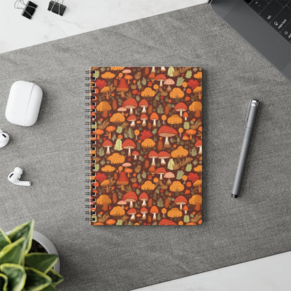 Autumn Spore Wonderland: Enchanting Mushroom and Leaf Designs - Notebook (A5) - Pattern Symphony