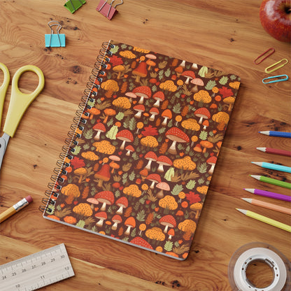 Autumn Spore Wonderland: Enchanting Mushroom and Leaf Designs - Notebook (A5) - Pattern Symphony