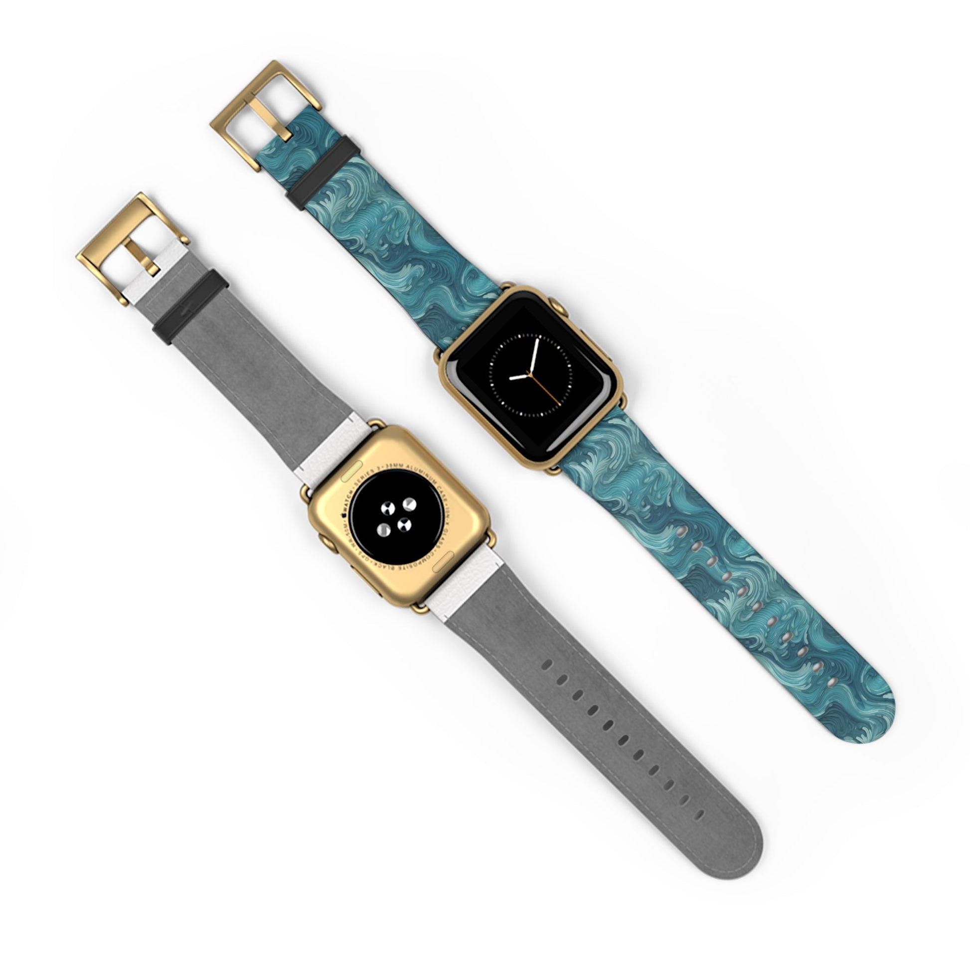 Azure Depths - Layered Blue Topographic Design - Apple Watch Strap - Pattern Symphony