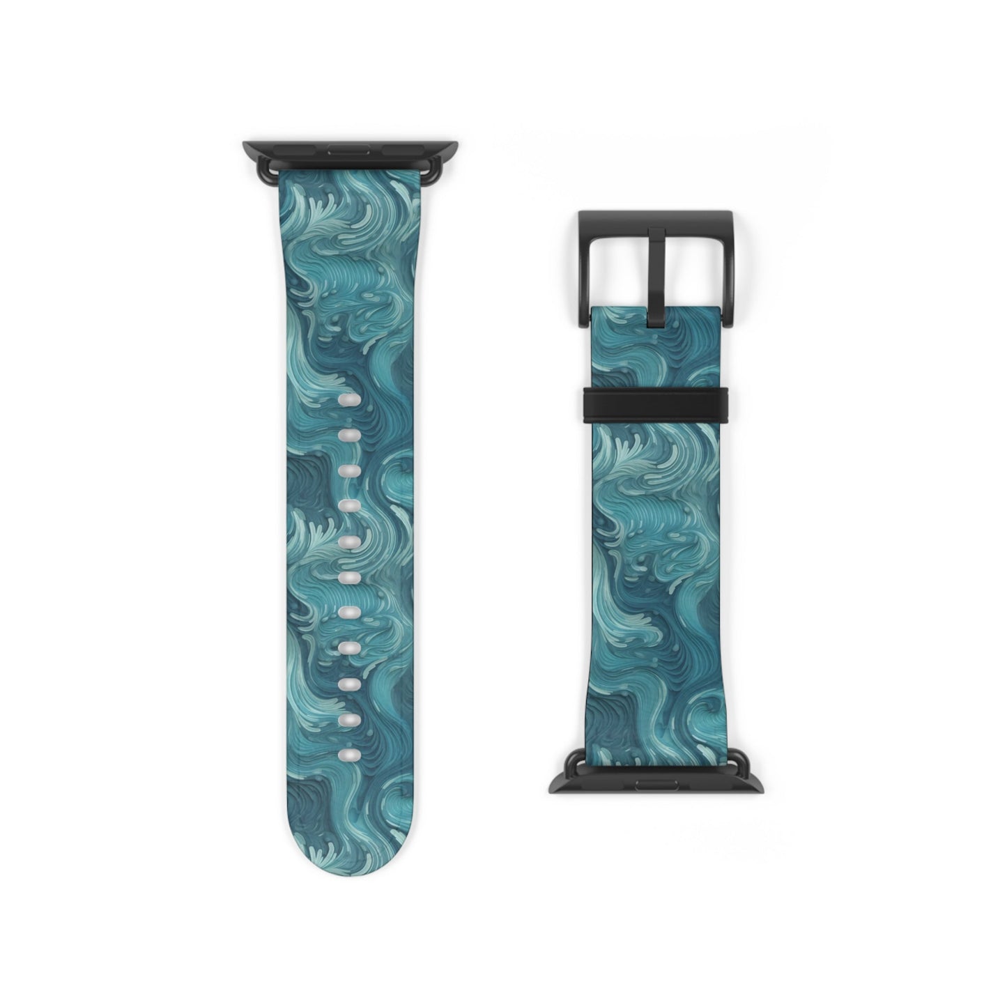 Azure Depths - Layered Blue Topographic Design - Apple Watch Strap - Pattern Symphony