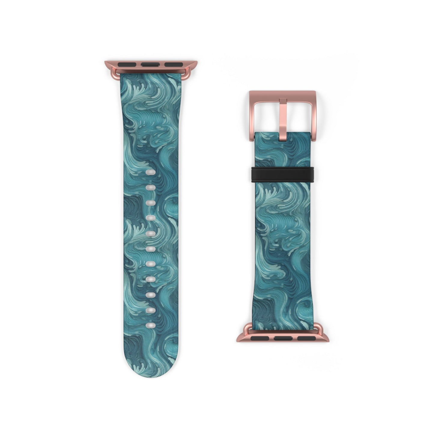 Azure Depths - Layered Blue Topographic Design - Apple Watch Strap - Pattern Symphony