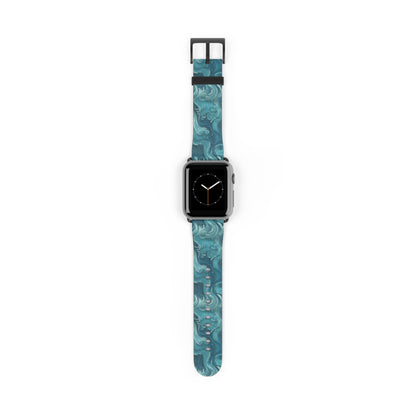 Azure Depths - Layered Blue Topographic Design - Apple Watch Strap - Pattern Symphony