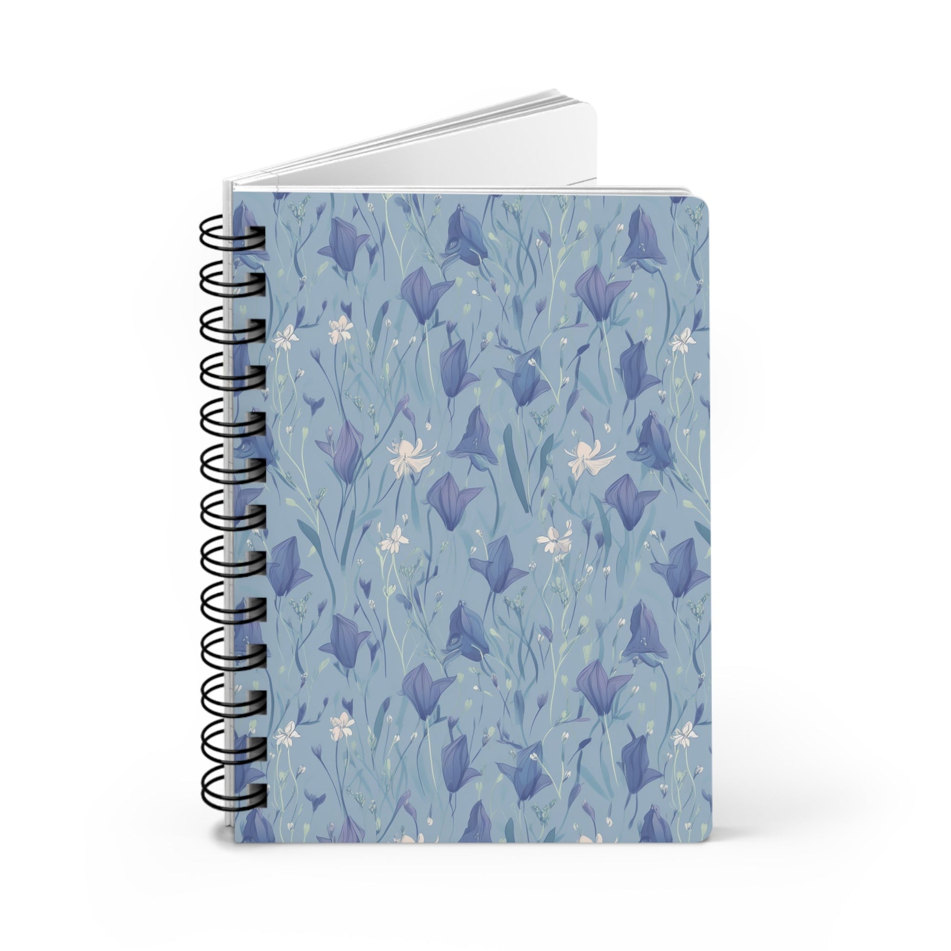 Enchanting Bluebell Harmony Spiral Notebook - Lined Pages with Delicate Floral Cover Paper products Pattern Symphony   