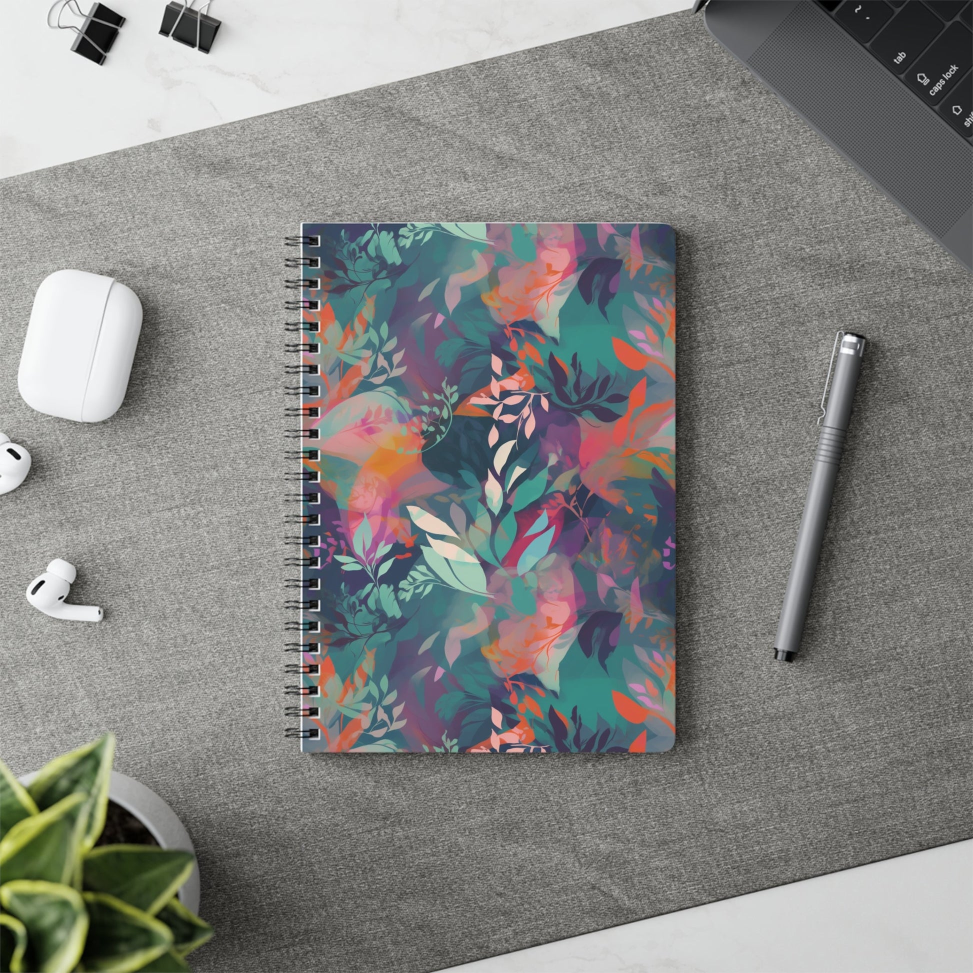 Botanical Bliss - Stylized Abstract Flower Design Spiral Notebook Paper products Pattern Symphony   