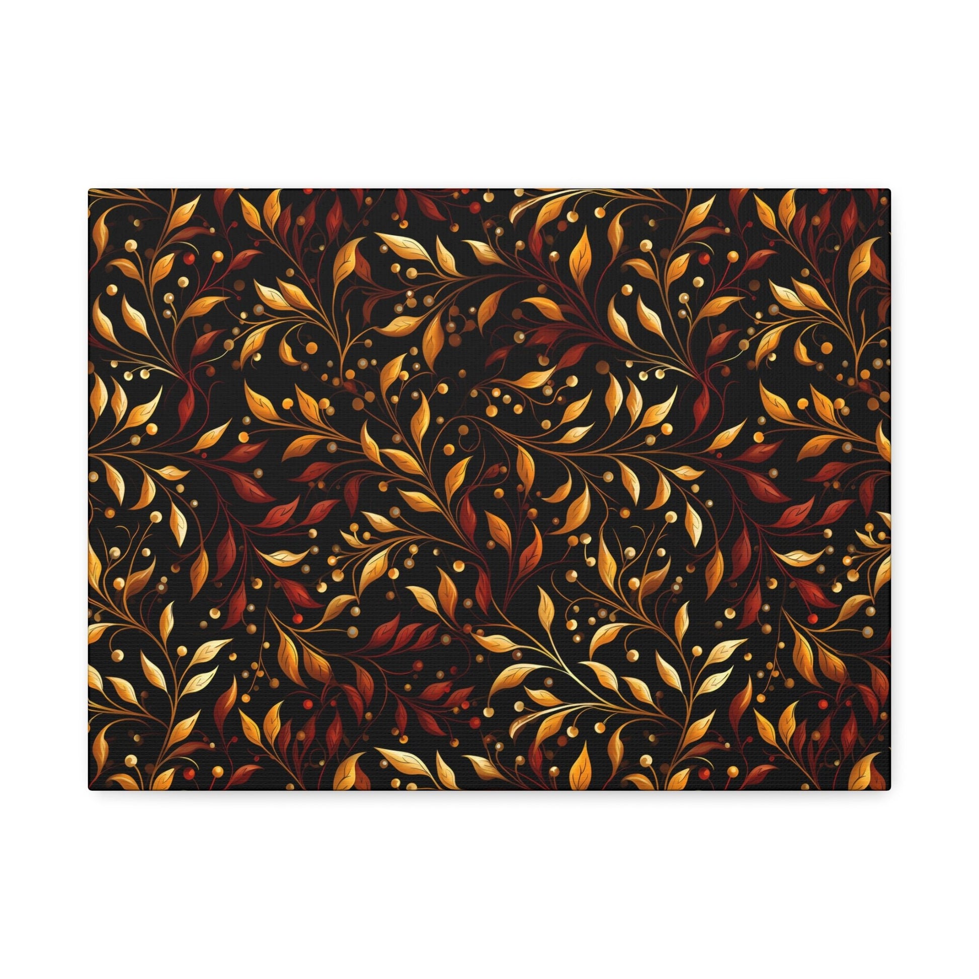 Crimson Cheer - Gilded Garland - Wall Art Canvas - Pattern Symphony