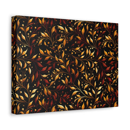 Crimson Cheer - Gilded Garland - Wall Art Canvas - Pattern Symphony