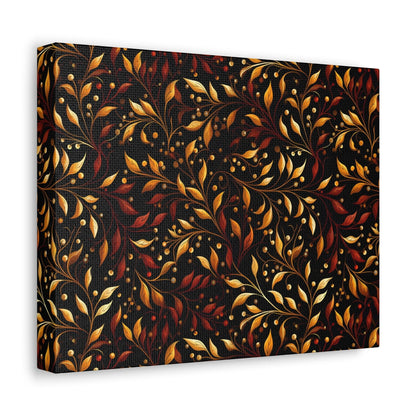 Crimson Cheer - Gilded Garland - Wall Art Canvas - Pattern Symphony