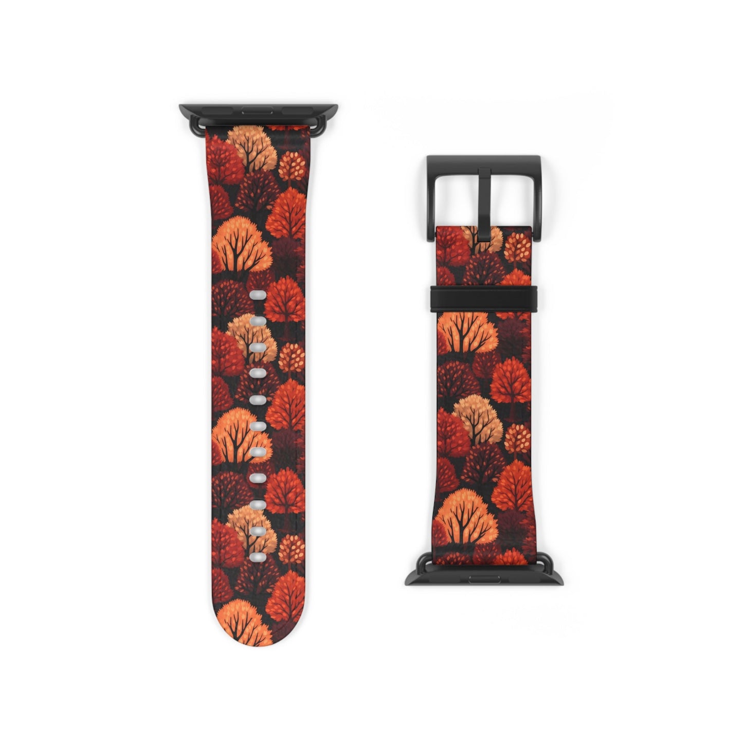 Crimson Forest - Autumn Trees in Vibrant Detail - Apple Watch Strap - Pattern Symphony