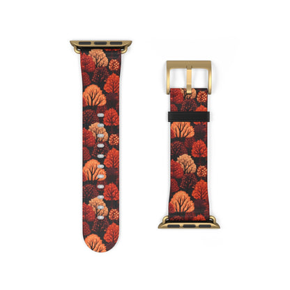 Crimson Forest - Autumn Trees in Vibrant Detail - Apple Watch Strap - Pattern Symphony