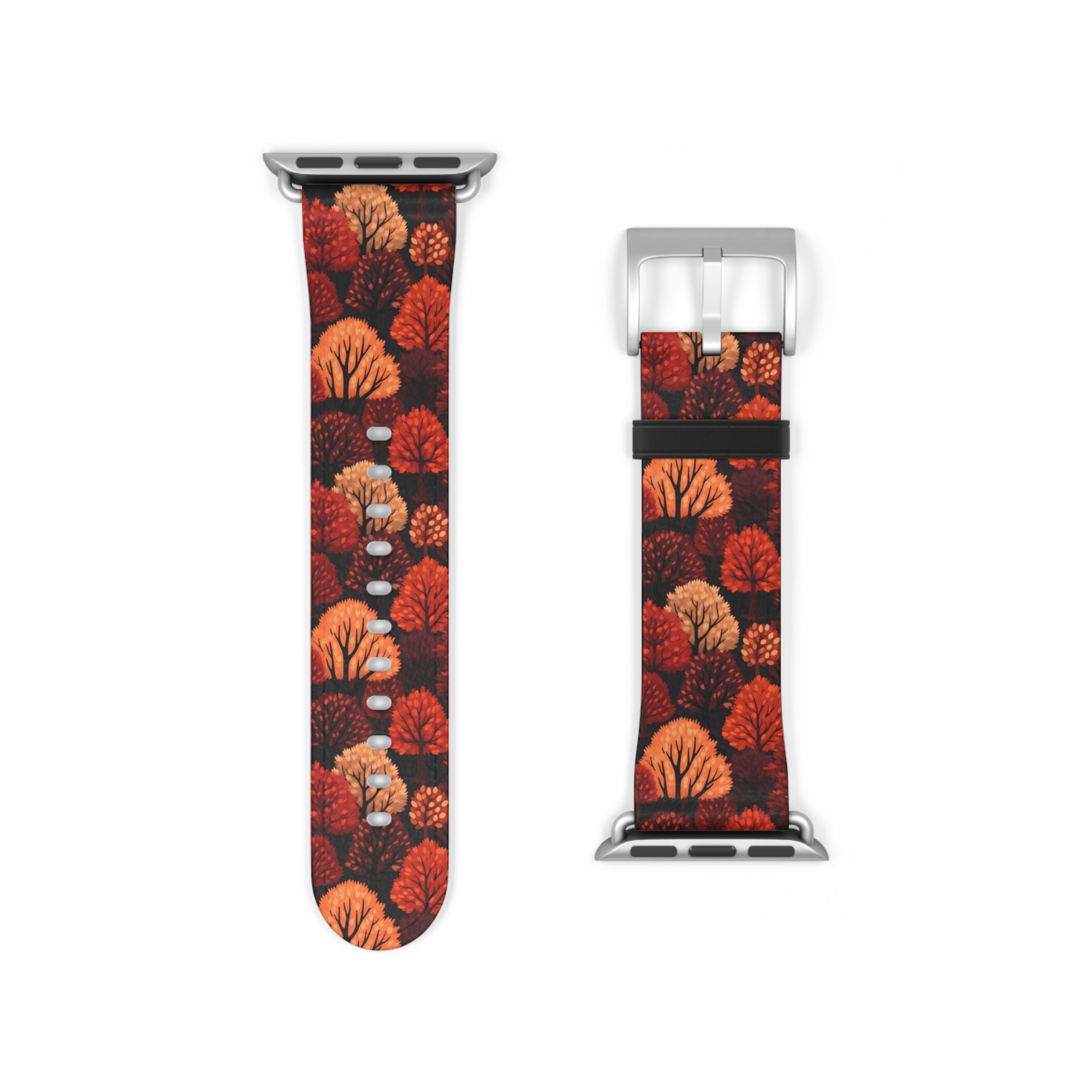 Crimson Forest - Autumn Trees in Vibrant Detail - Apple Watch Strap - Pattern Symphony