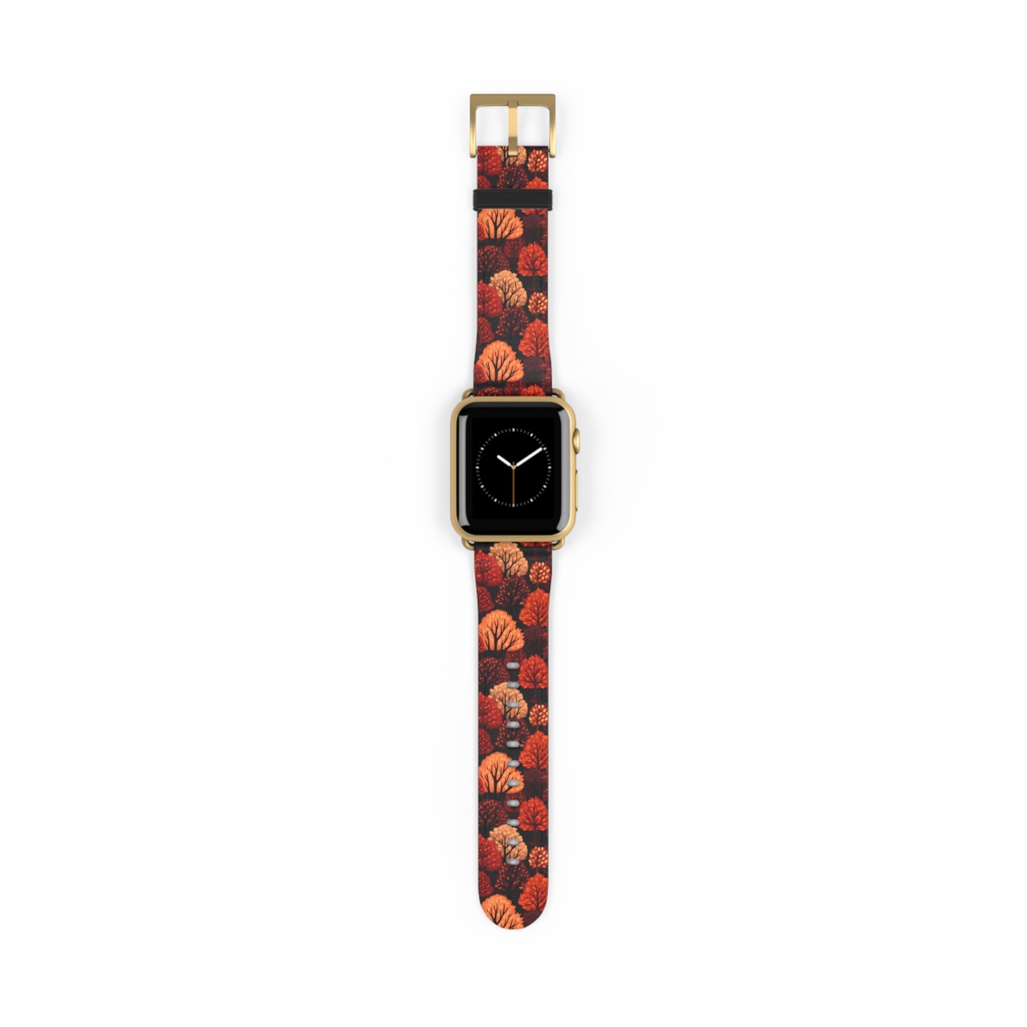 Crimson Forest - Autumn Trees in Vibrant Detail - Apple Watch Strap - Pattern Symphony