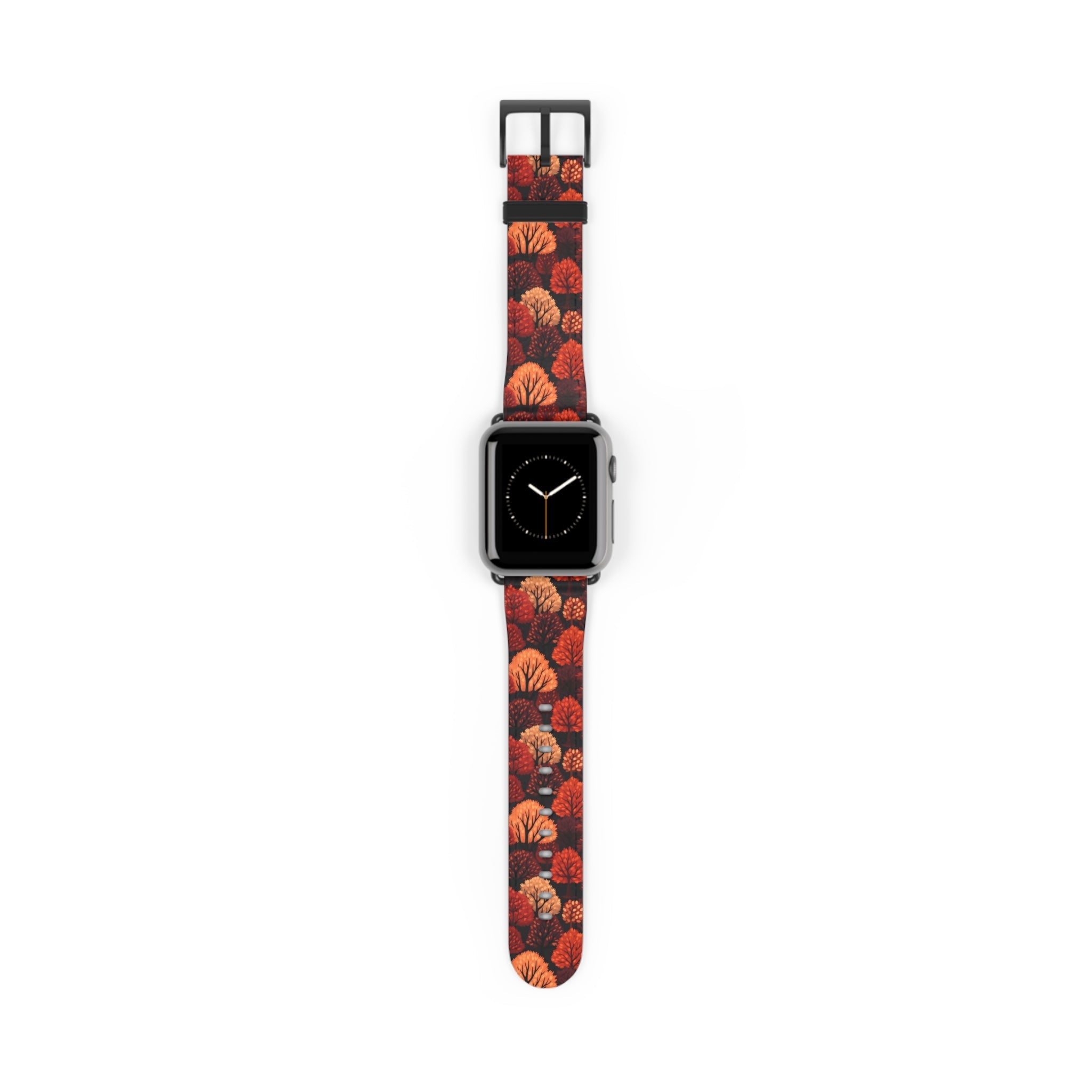 Crimson Forest - Autumn Trees in Vibrant Detail - Apple Watch Strap - Pattern Symphony