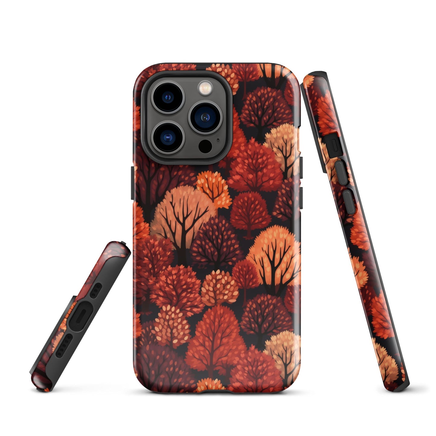 Crimson Forest - Autumn Trees in Vibrant Detail - iPhone Case - Pattern Symphony