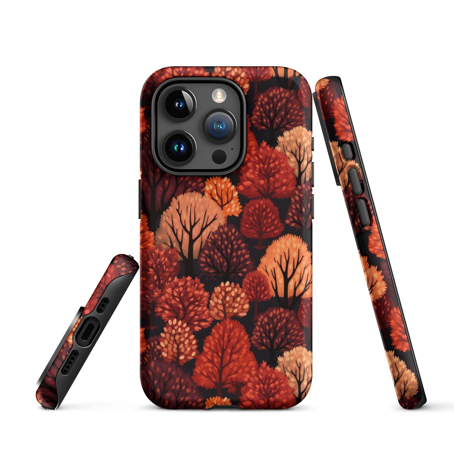 Crimson Forest - Autumn Trees in Vibrant Detail - iPhone Case - Pattern Symphony