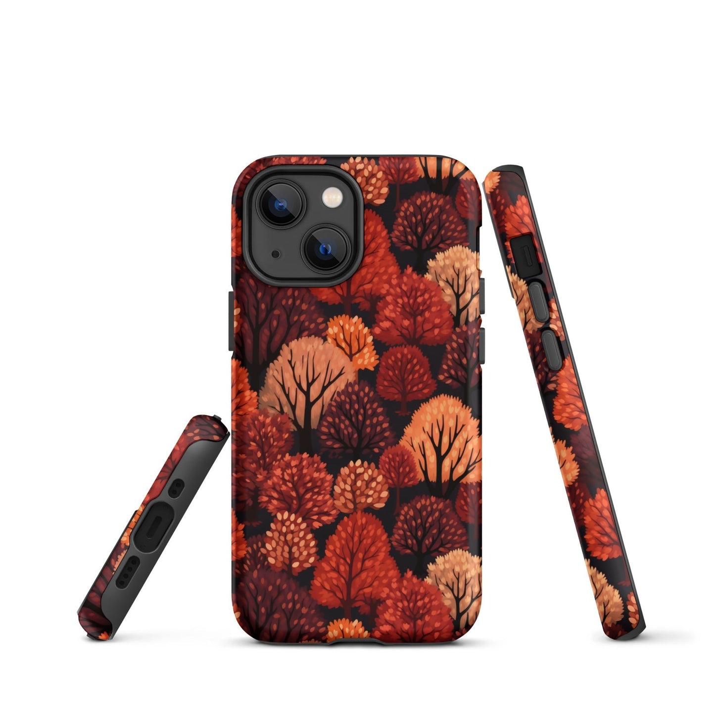 Crimson Forest - Autumn Trees in Vibrant Detail - iPhone Case - Pattern Symphony