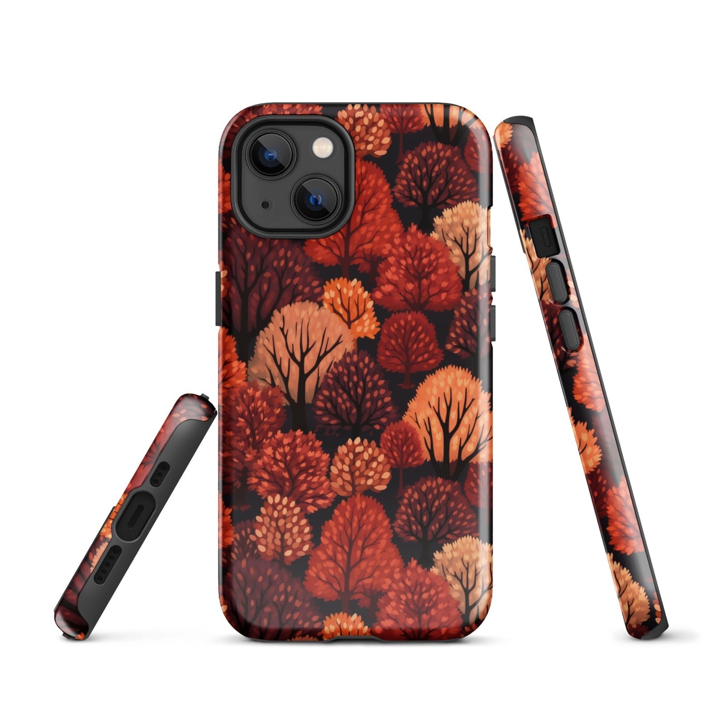 Crimson Forest - Autumn Trees in Vibrant Detail - iPhone Case - Pattern Symphony