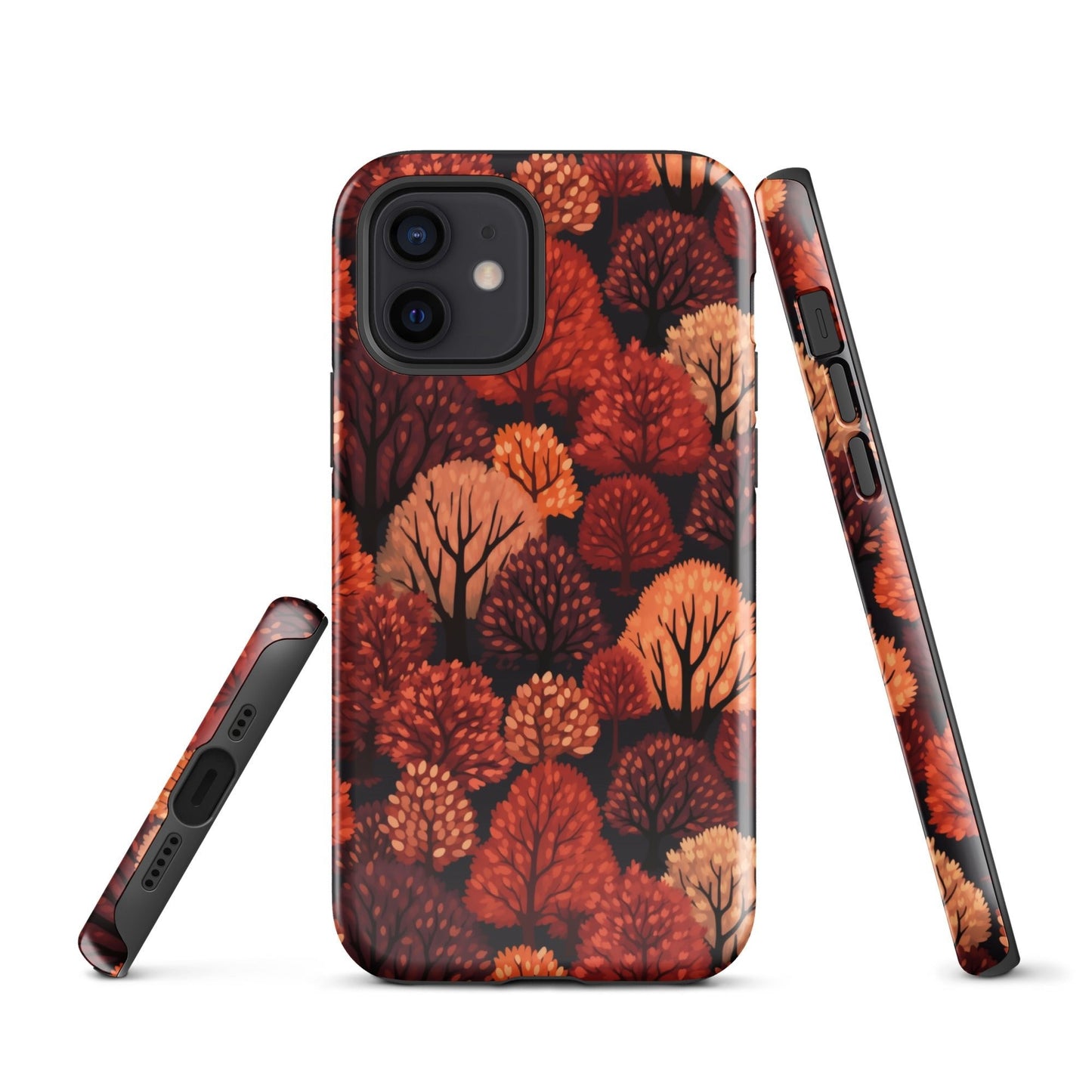 Crimson Forest - Autumn Trees in Vibrant Detail - iPhone Case - Pattern Symphony