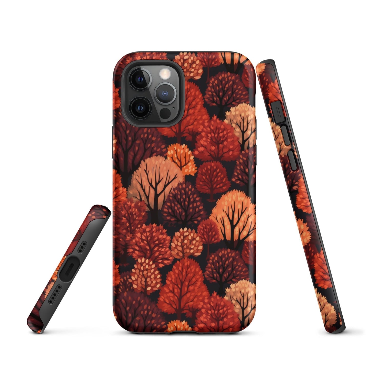 Crimson Forest - Autumn Trees in Vibrant Detail - iPhone Case - Pattern Symphony