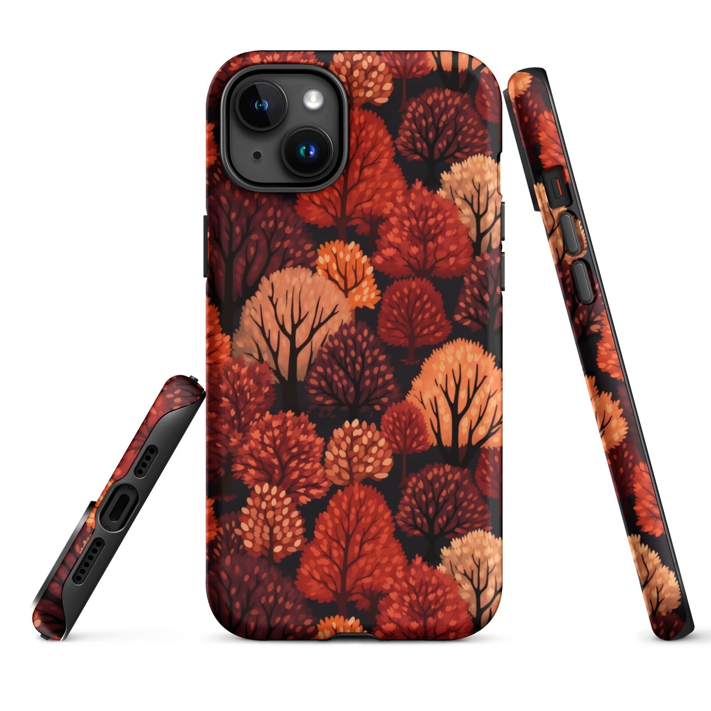 Crimson Forest - Autumn Trees in Vibrant Detail - iPhone Case - Pattern Symphony