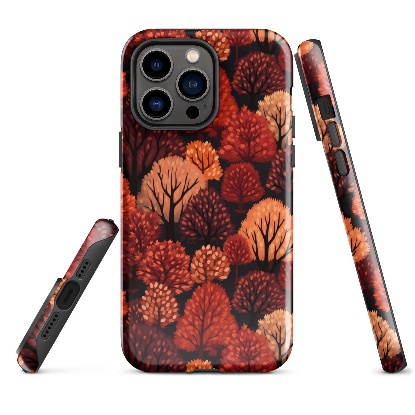 Crimson Forest - Autumn Trees in Vibrant Detail - iPhone Case - Pattern Symphony