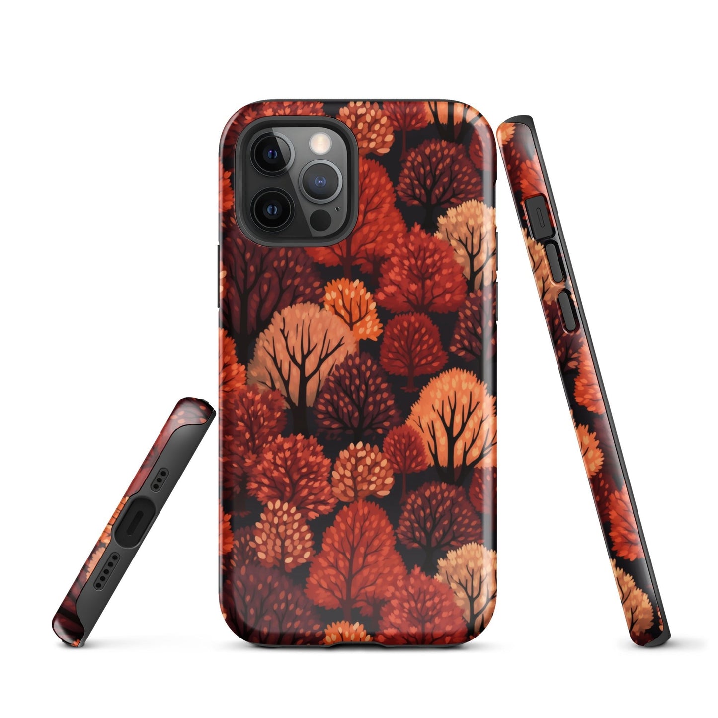 Crimson Forest - Autumn Trees in Vibrant Detail - iPhone Case - Pattern Symphony