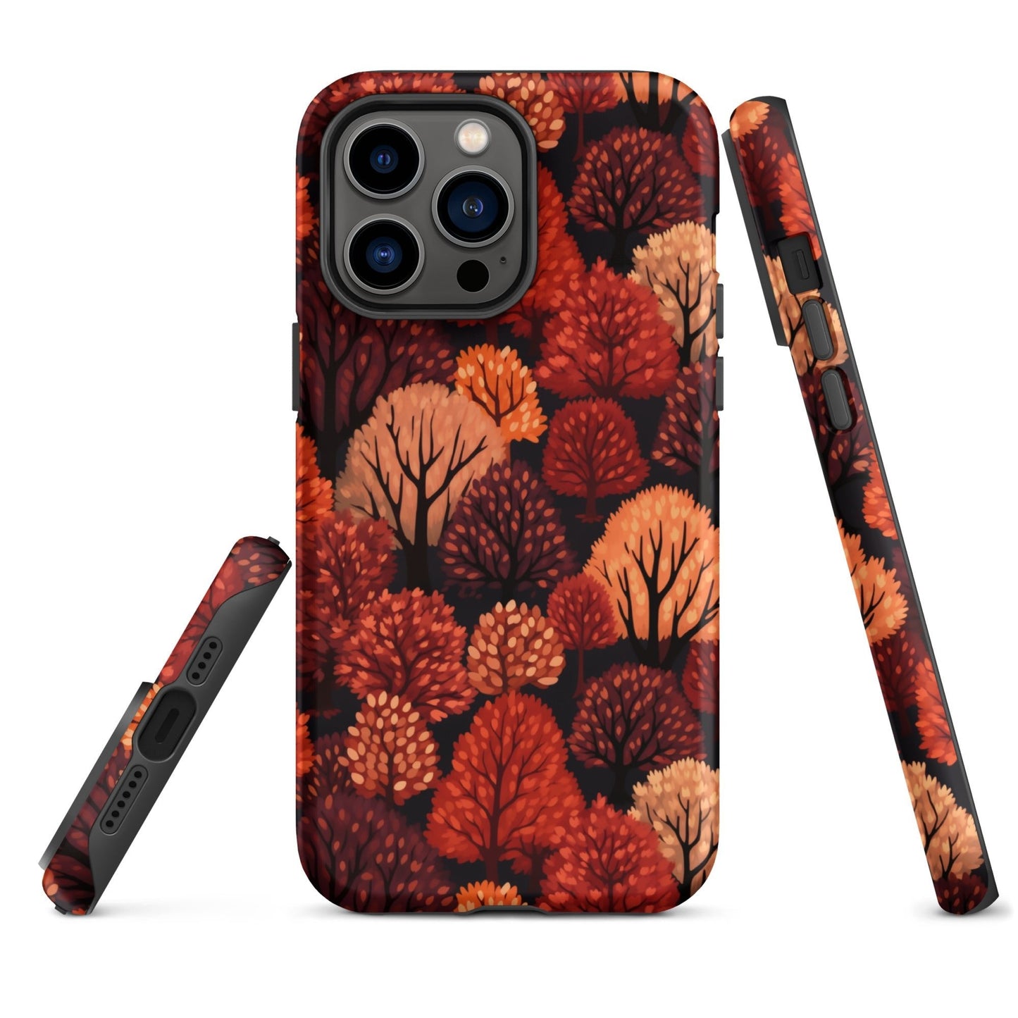 Crimson Forest - Autumn Trees in Vibrant Detail - iPhone Case - Pattern Symphony