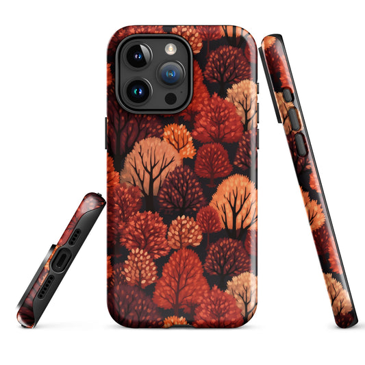 Crimson Forest - Autumn Trees in Vibrant Detail - iPhone Case - Pattern Symphony