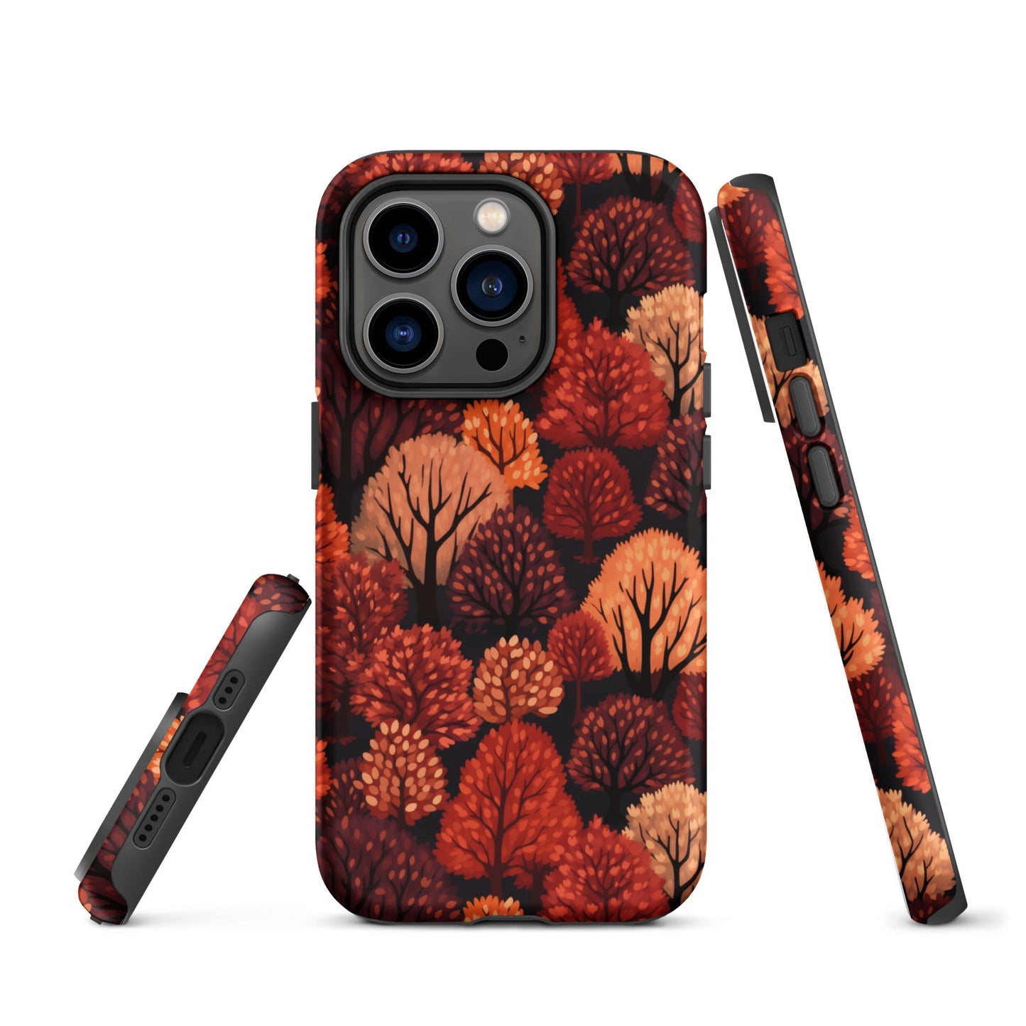 Crimson Forest - Autumn Trees in Vibrant Detail - iPhone Case - Pattern Symphony