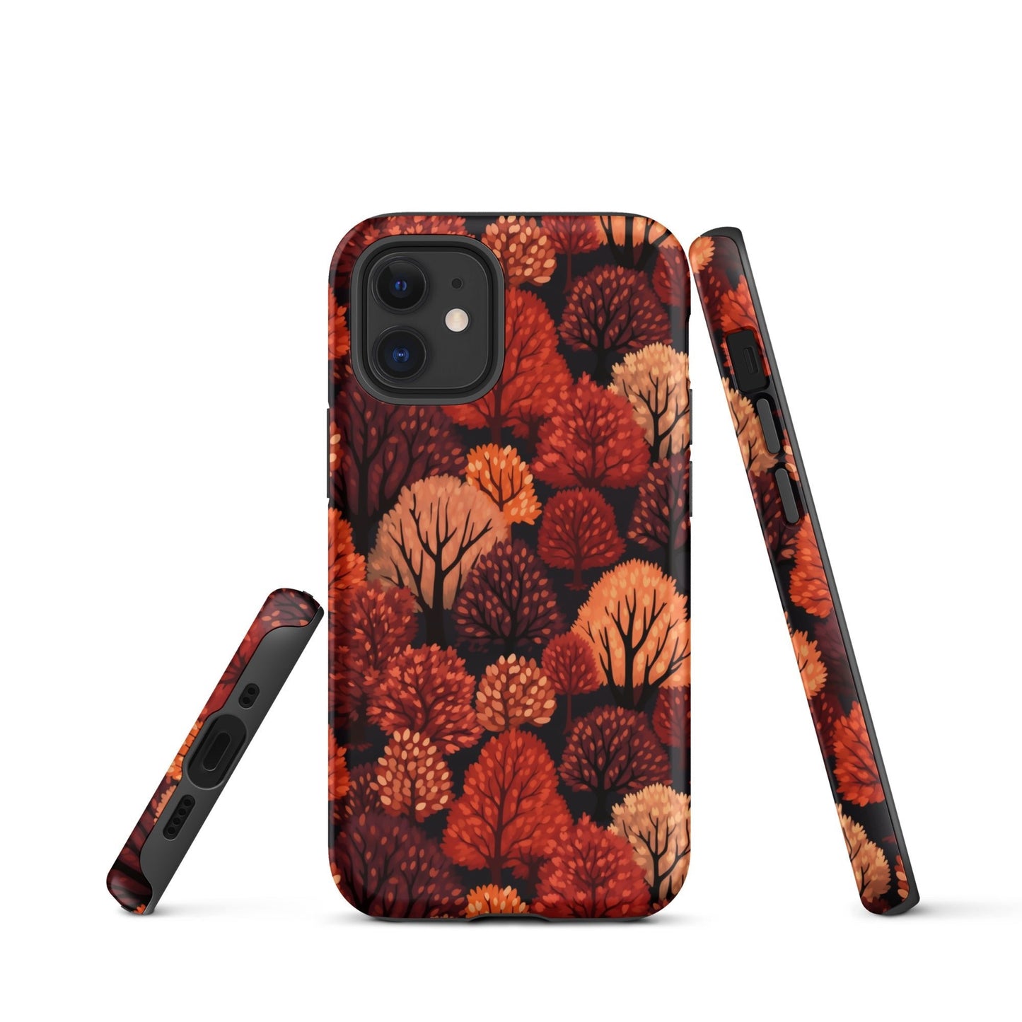 Crimson Forest - Autumn Trees in Vibrant Detail - iPhone Case - Pattern Symphony