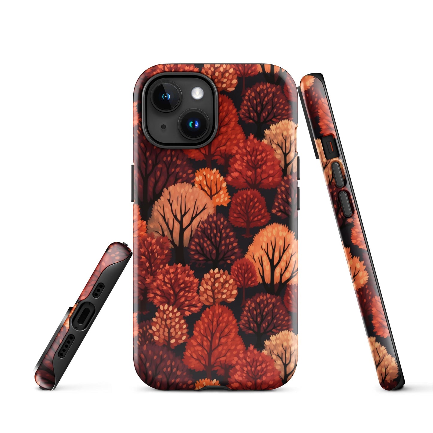 Crimson Forest - Autumn Trees in Vibrant Detail - iPhone Case - Pattern Symphony