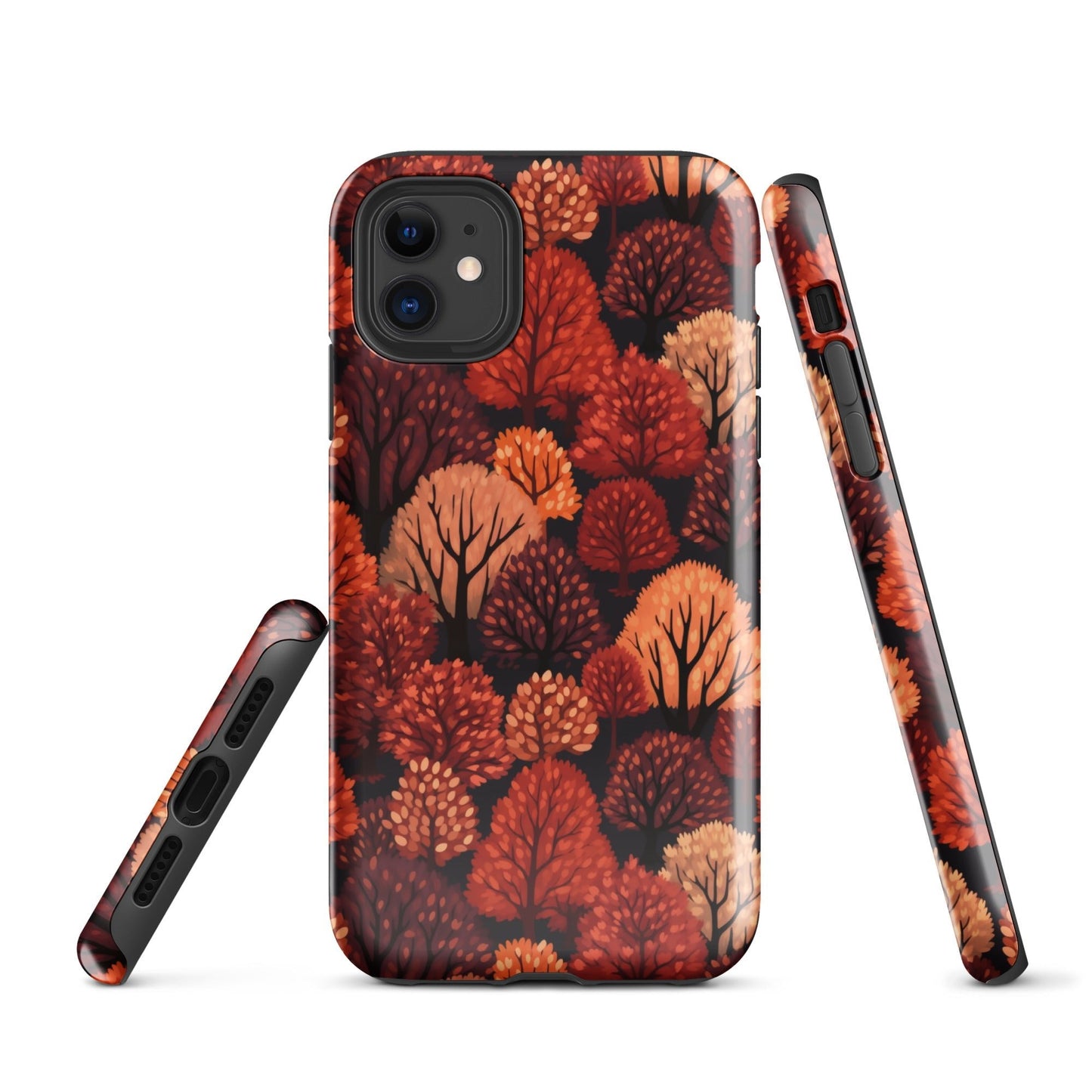 Crimson Forest - Autumn Trees in Vibrant Detail - iPhone Case - Pattern Symphony