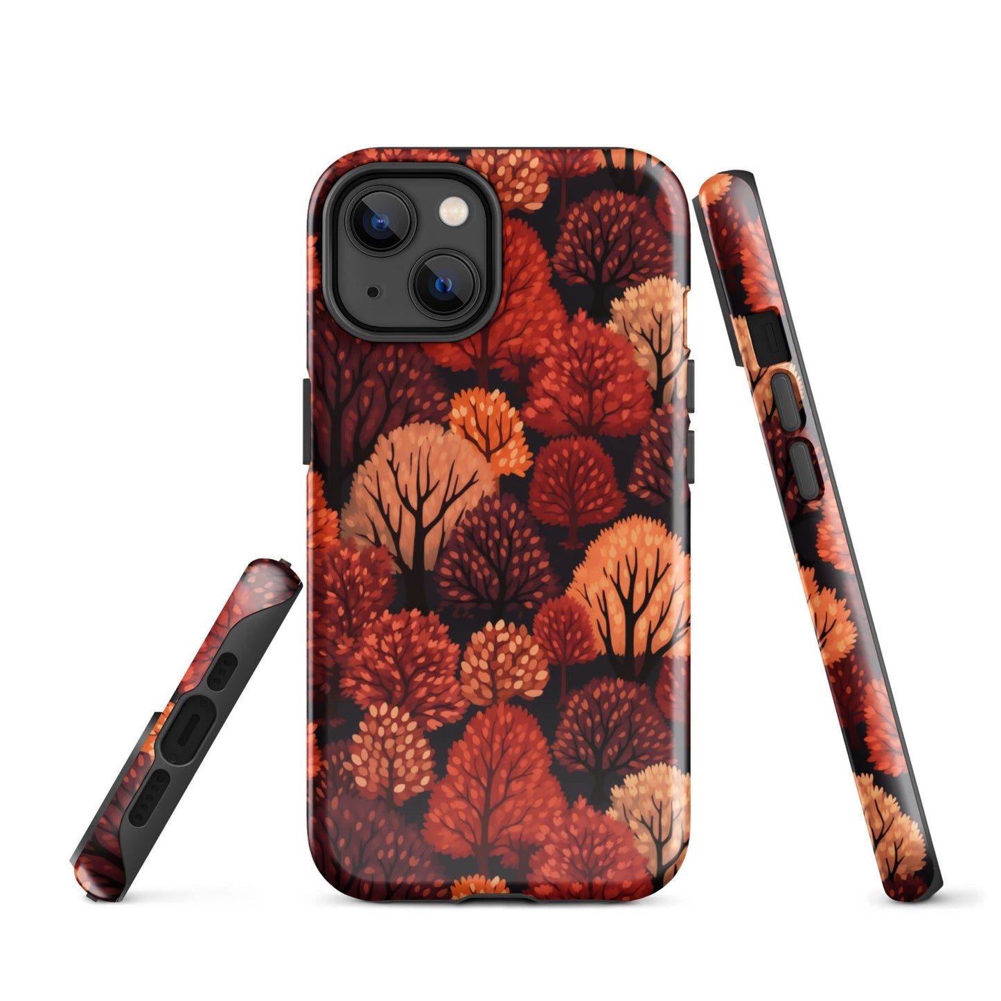 Crimson Forest - Autumn Trees in Vibrant Detail - iPhone Case - Pattern Symphony