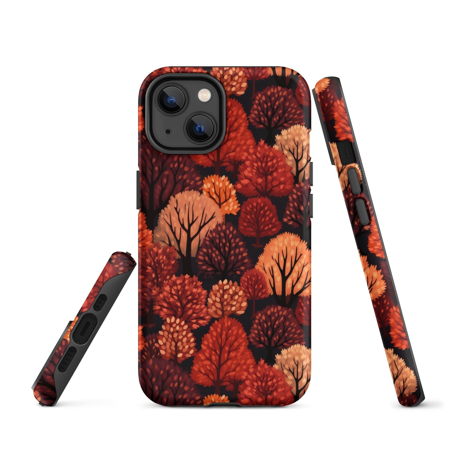 Crimson Forest - Autumn Trees in Vibrant Detail - iPhone Case - Pattern Symphony