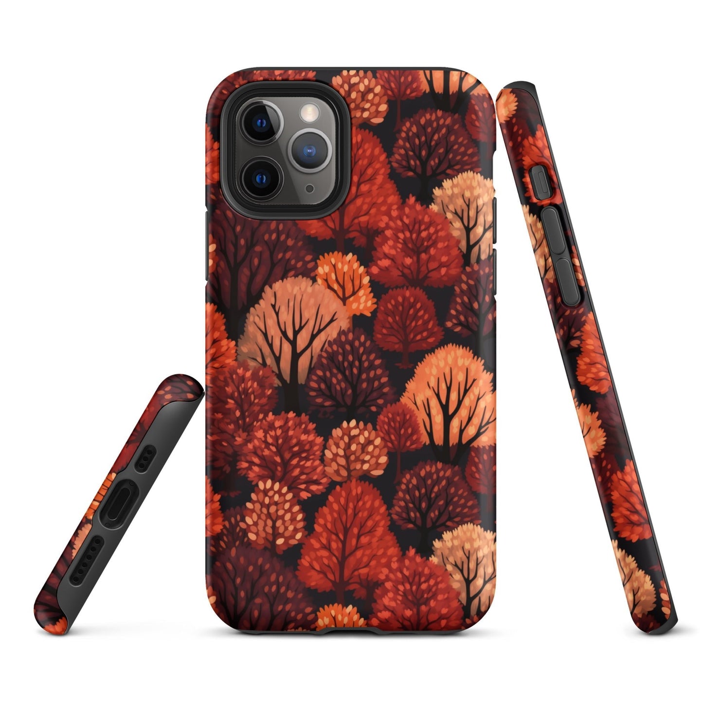 Crimson Forest - Autumn Trees in Vibrant Detail - iPhone Case - Pattern Symphony