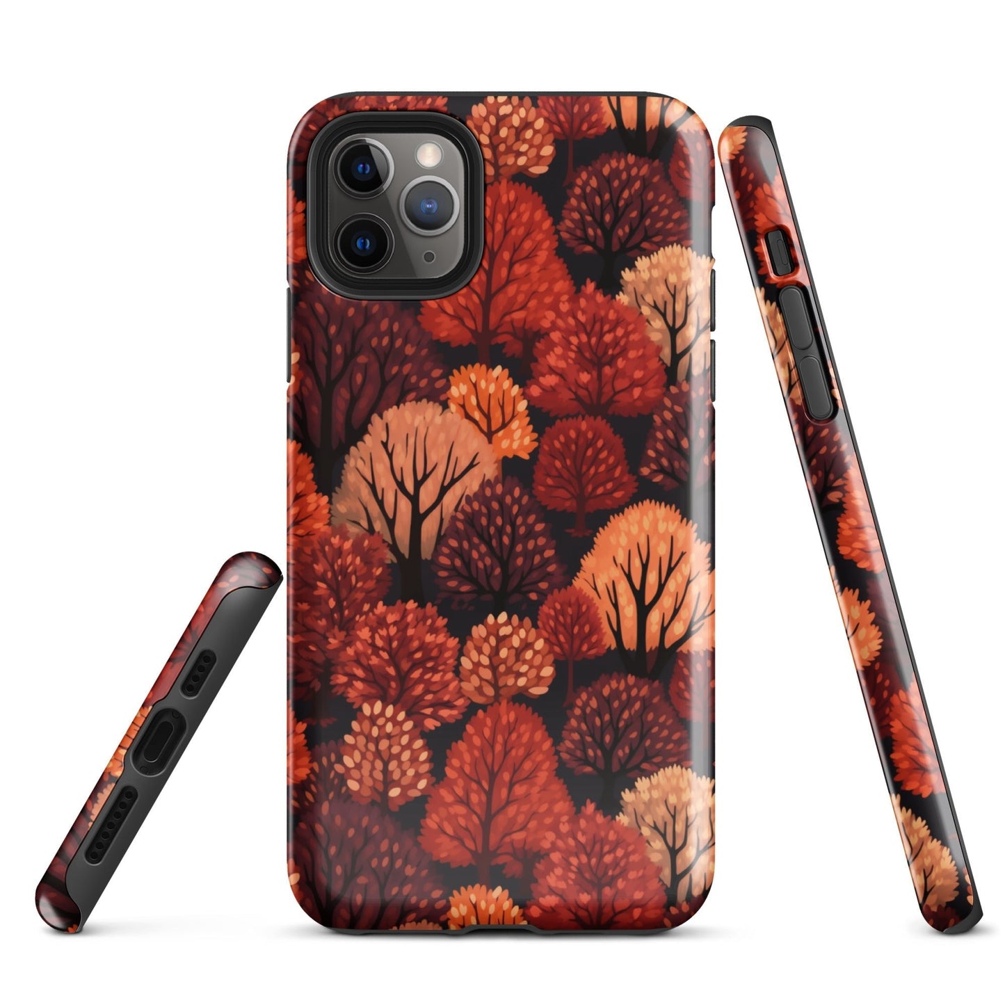 Crimson Forest - Autumn Trees in Vibrant Detail - iPhone Case - Pattern Symphony