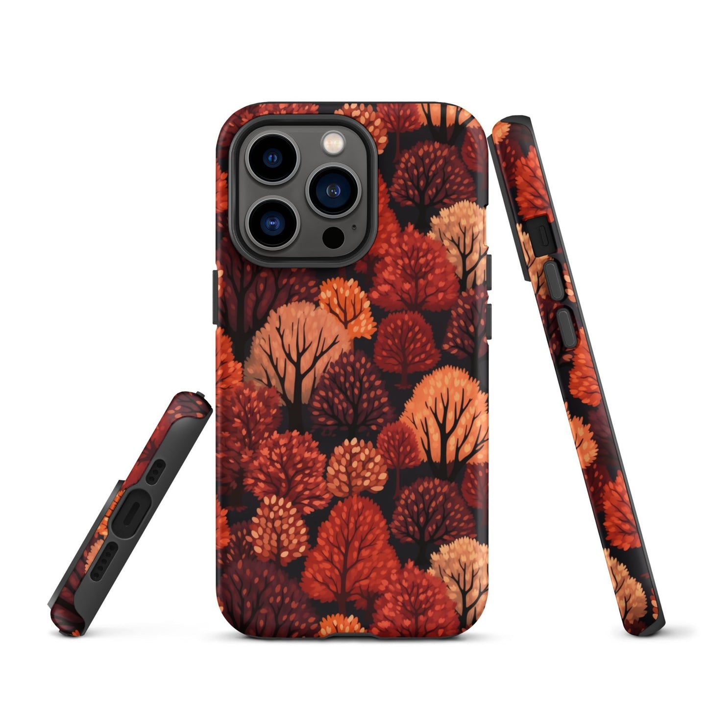 Crimson Forest - Autumn Trees in Vibrant Detail - iPhone Case - Pattern Symphony