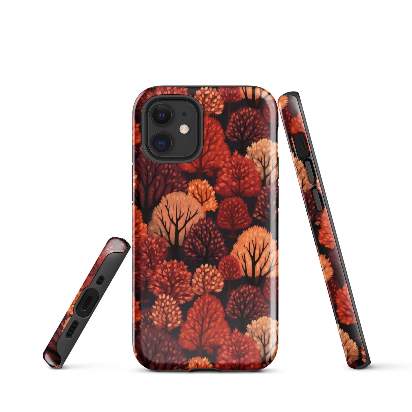 Crimson Forest - Autumn Trees in Vibrant Detail - iPhone Case - Pattern Symphony