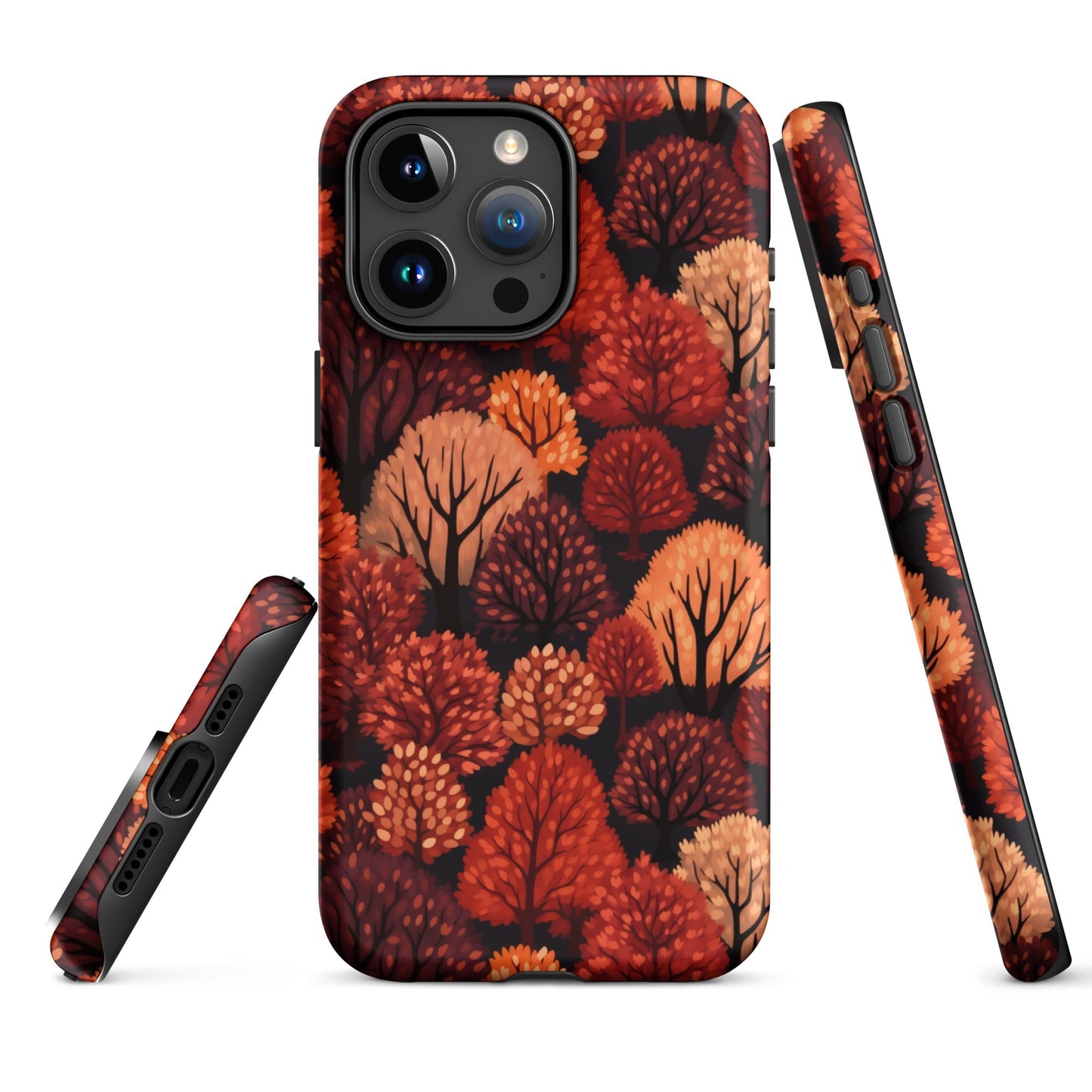 Crimson Forest - Autumn Trees in Vibrant Detail - iPhone Case - Pattern Symphony