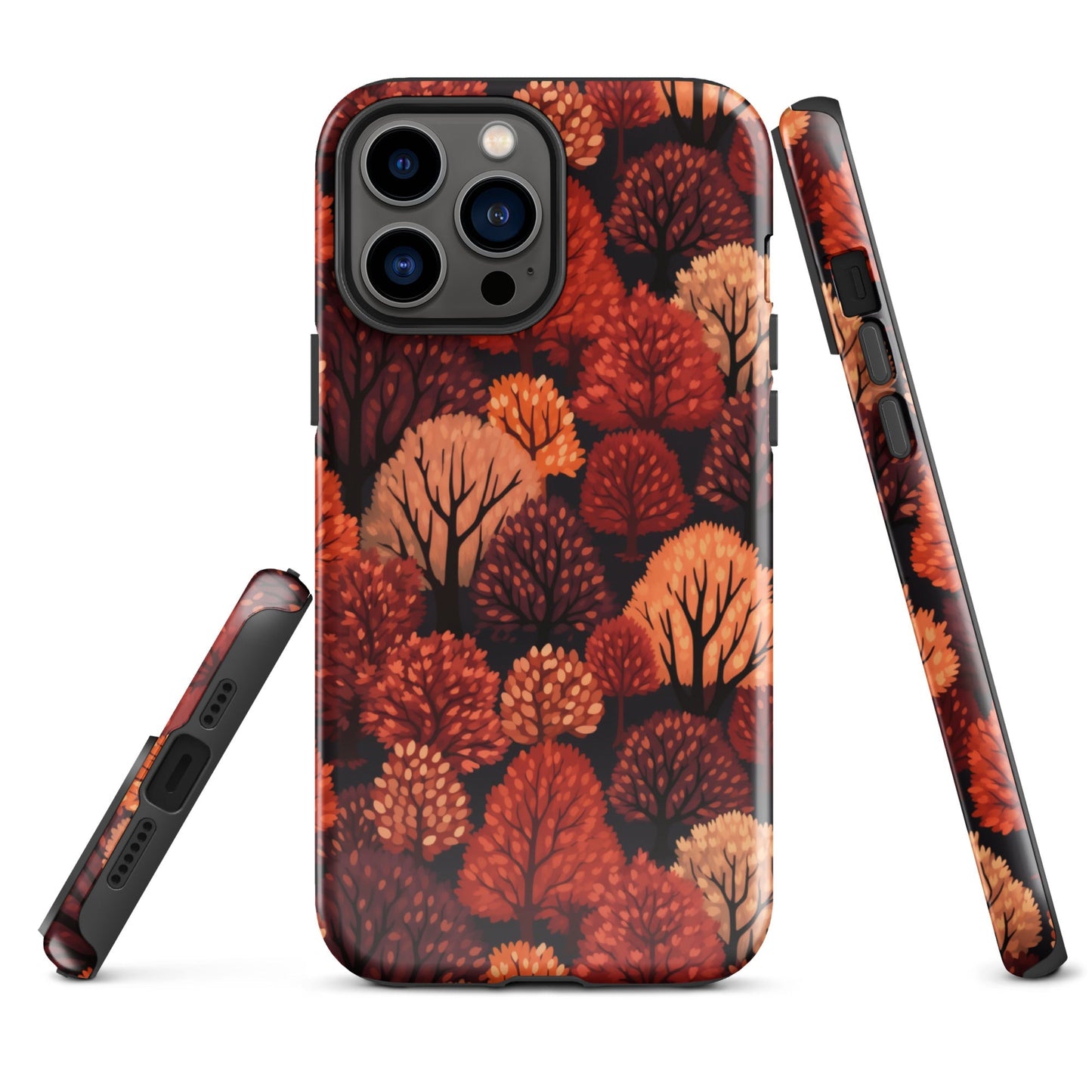 Crimson Forest - Autumn Trees in Vibrant Detail - iPhone Case - Pattern Symphony