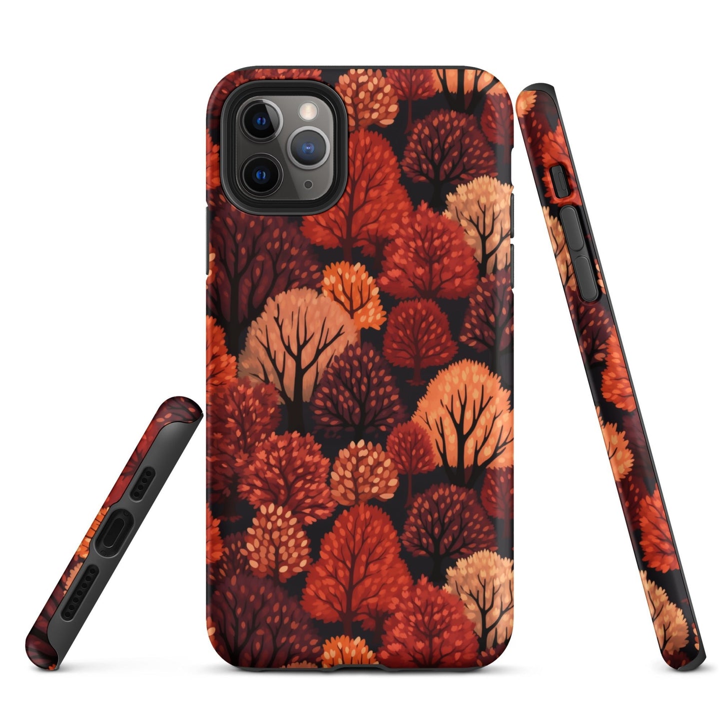 Crimson Forest - Autumn Trees in Vibrant Detail - iPhone Case - Pattern Symphony