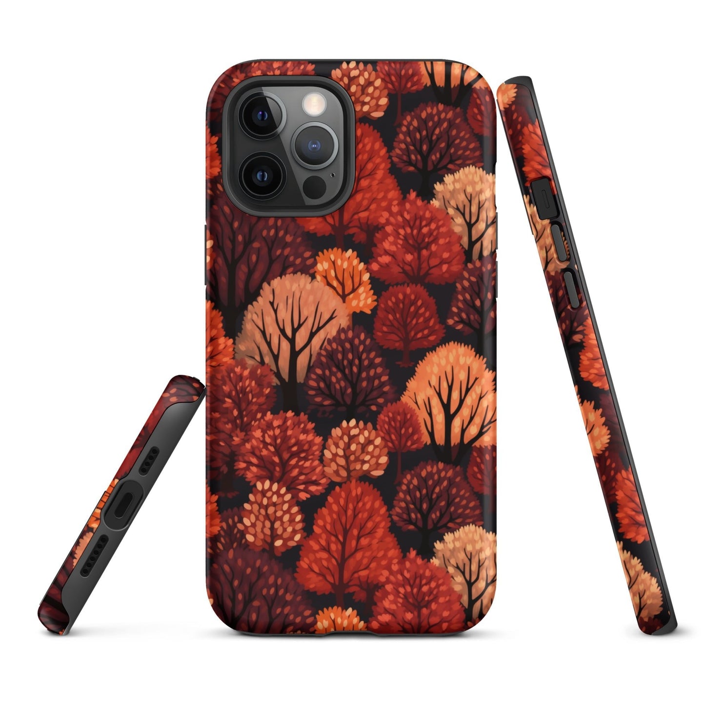 Crimson Forest - Autumn Trees in Vibrant Detail - iPhone Case - Pattern Symphony