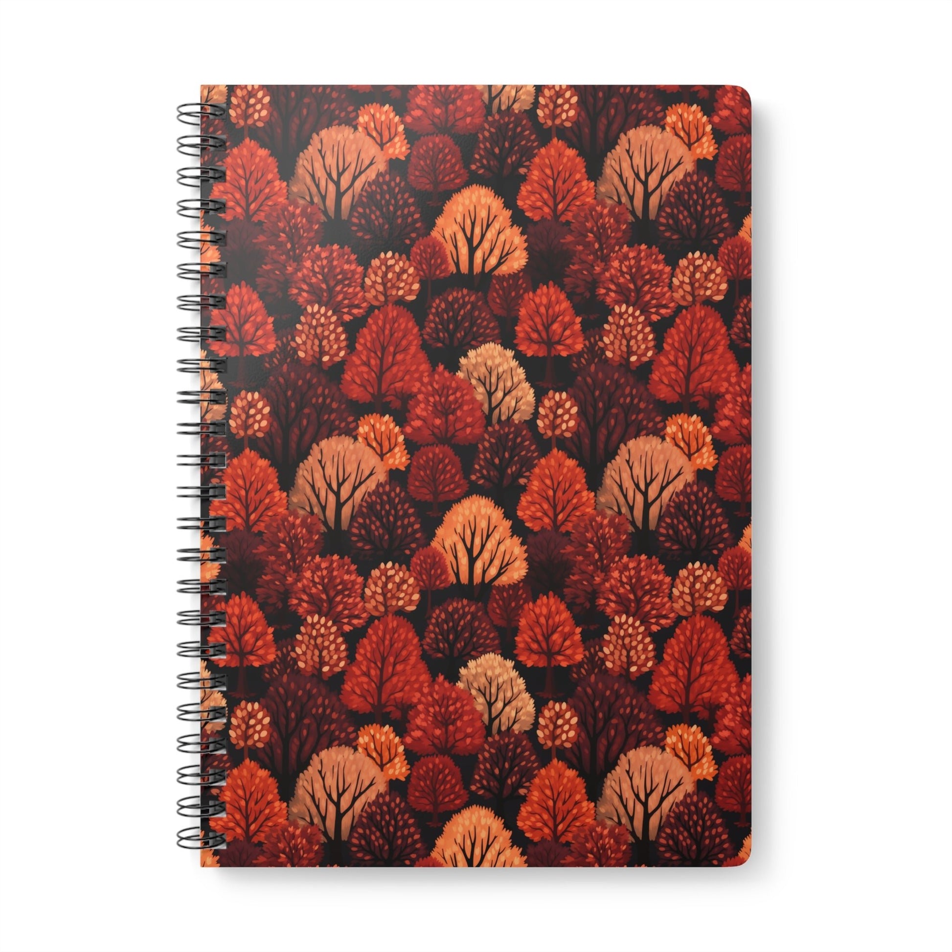 Crimson Forest: Autumn Trees in Vibrant Detail - Notebook (A5) - Pattern Symphony