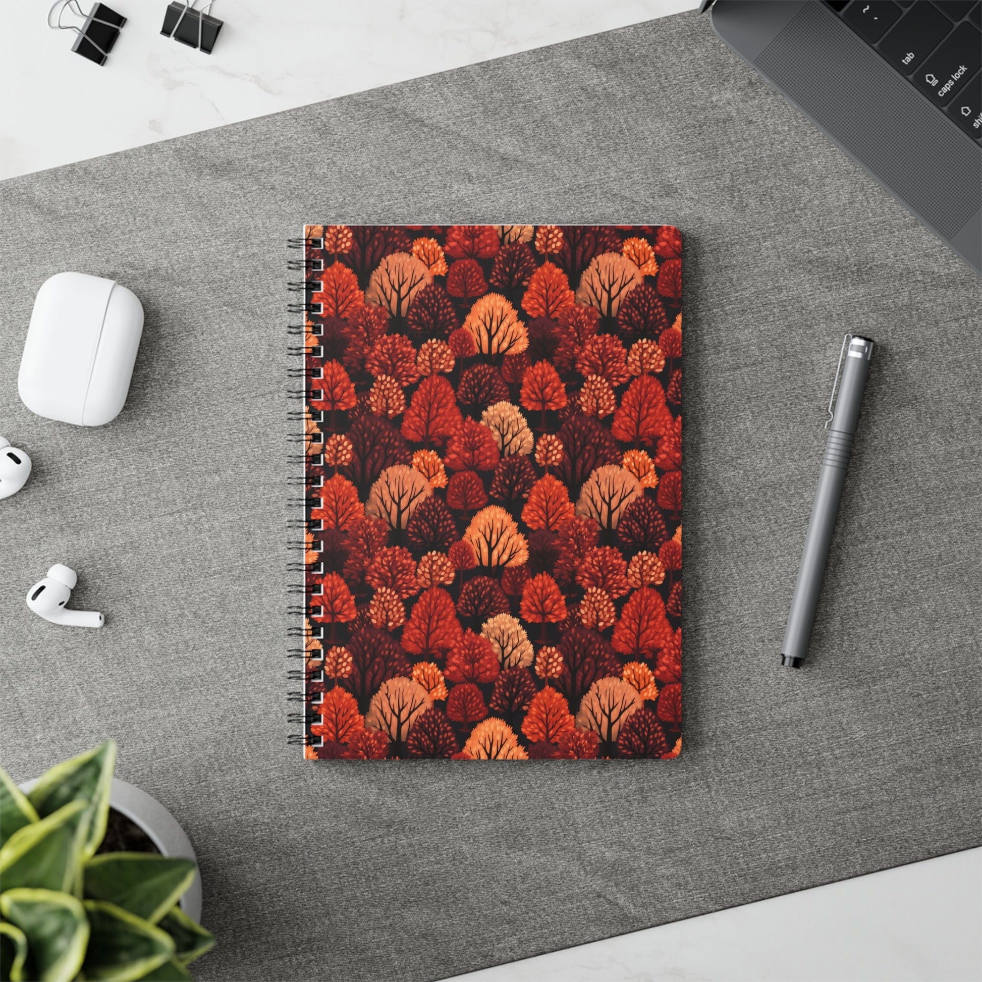 Crimson Forest: Autumn Trees in Vibrant Detail - Notebook (A5) - Pattern Symphony