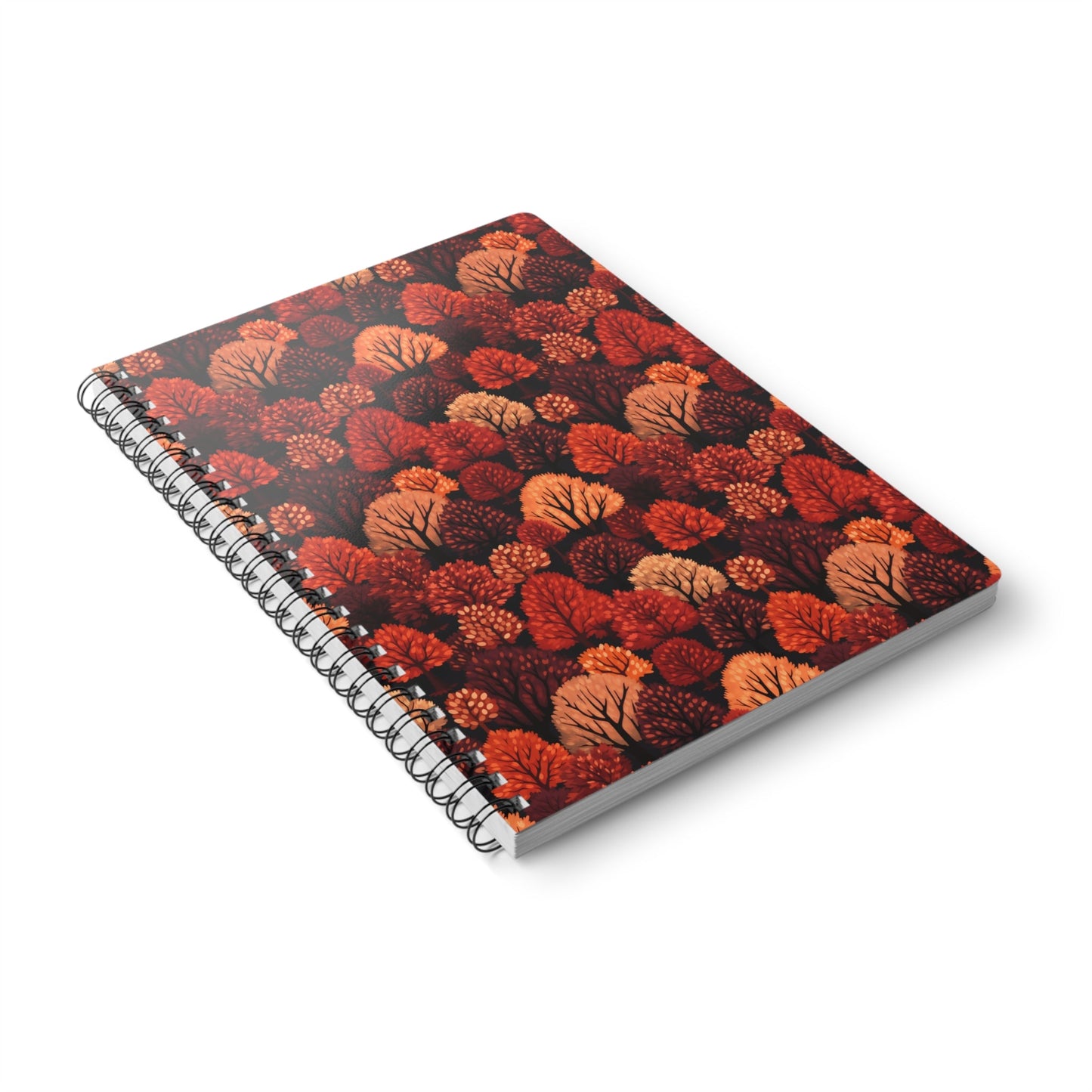 Crimson Forest: Autumn Trees in Vibrant Detail - Notebook (A5) - Pattern Symphony