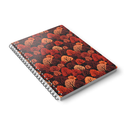 Crimson Forest: Autumn Trees in Vibrant Detail - Notebook (A5) - Pattern Symphony