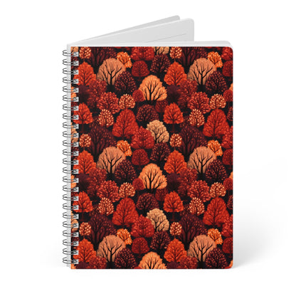 Crimson Forest: Autumn Trees in Vibrant Detail - Notebook (A5) - Pattern Symphony